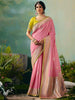 Beautiful Baby Pink Peral Work Tissue Function Wear Saree With Blouse