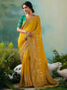 Pretty Yellow Hand Work Tissue Haldi Wear Saree With Blouse