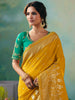 Pretty Yellow Hand Work Tissue Haldi Wear Saree With Blouse