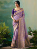Enchanting Lavender Zari Weaving Tissue Festival Wear Saree With Blouse