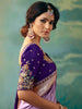 Enchanting Lavender Zari Weaving Tissue Festival Wear Saree With Blouse