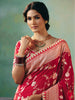Alluring Red Hand Embroidered Tissue Wedding Saree With Blouse