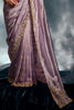 Graceful Lavender Embroidered Organza Engagement Wear Saree With Blouse