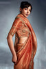 Beautiful Orange Sequins Organza Wedding Wear Saree With Blouse