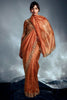 Beautiful Orange Sequins Organza Wedding Wear Saree With Blouse