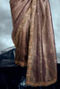 Astonishing Light Brown Sequins Organza Party Wear Saree With Blouse