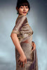 Astonishing Light Brown Sequins Organza Party Wear Saree With Blouse