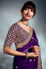Glamorous Purple Sequins Organza Wedding Wear Saree With Blouse