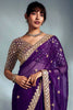 Glamorous Purple Sequins Organza Wedding Wear Saree With Blouse
