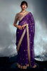 Glamorous Purple Sequins Organza Wedding Wear Saree With Blouse