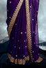 Glamorous Purple Sequins Organza Wedding Wear Saree With Blouse