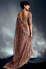 Precious Brown Khatli Work Organza Party Wear Saree With Blouse