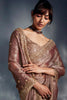 Precious Brown Khatli Work Organza Party Wear Saree With Blouse