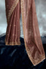 Precious Brown Khatli Work Organza Party Wear Saree With Blouse