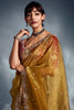 Tantalizing Mustard Yellow Embroidered Organza Event Wear Saree With Blouse