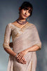 Incredible Beige Embroidered Organza Party Wear Saree With Blouse