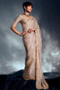 Incredible Beige Embroidered Organza Party Wear Saree With Blouse