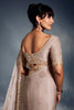 Incredible Beige Embroidered Organza Party Wear Saree With Blouse