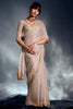 Incredible Beige Embroidered Organza Party Wear Saree With Blouse