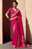Attractive Pink Zari Weaving Georgette Festival Wear Saree With Blouse