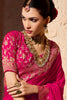 Attractive Pink Zari Weaving Georgette Festival Wear Saree With Blouse