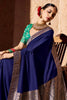 Spectacular Blue Zari Weaving Georgette Festival Wear Saree With Blouse