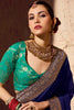 Spectacular Blue Zari Weaving Georgette Festival Wear Saree With Blouse