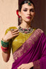 Awesome Purple Zari Weaving Georgette Wedding Wear Saree With Blouse