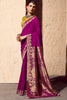 Awesome Purple Zari Weaving Georgette Wedding Wear Saree With Blouse