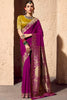 Awesome Purple Zari Weaving Georgette Wedding Wear Saree With Blouse