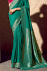 Amazing Green Zari Weaving Georgette Traditional Saree With Blouse