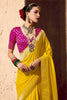 Graceful Yellow Zari Weaving Georgette Festival Wear Saree With Blouse