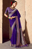Lovable Purple Zari Weaving Georgette Wedding Wear Saree With Blouse