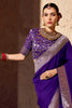 Lovable Purple Zari Weaving Georgette Wedding Wear Saree With Blouse
