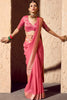 Glamorous Light Pink Zari Weaving Georgette Saree With Blouse