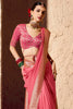 Glamorous Light Pink Zari Weaving Georgette Saree With Blouse