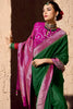 Beautiful Green Zari Weaving Georgette Traditional Saree With Blouse