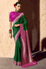 Beautiful Green Zari Weaving Georgette Traditional Saree With Blouse