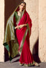 Outstanding Red Zari Weaving Georgette Festival Wear Saree With Blouse