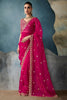 Awesome Pink Border Work Tissue Silk Wedding Wear Saree With Blouse