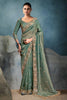 Incredible Pista Green Embroidered Tissue Silk Event Wear Saree