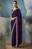 Pretty Purple Embroidered Tissue Silk Reception Wear Saree With Blouse