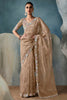 Dazzling Light Brown Hand Work Tissue Silk Wedding Wear Saree