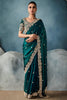 Wonderful Teal-Green Sequins Work Tissue Silk Event Wear Saree