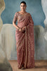 Spectacular Mauve Color Sequins Work Tissue Silk Wedding Wear Saree