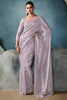 Marvelous Lavender Hand Work Tissue Silk Reception Wear Saree