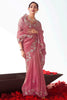 Stunning Peach Embroidery Organza Party Wear Saree With Blouse