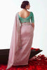 Fantastic Baby Pink Border Work Organza Engagement Wear Saree