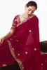 Stylish Maroon Embroidery Organza Wedding Saree With Blouse