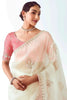 Wonderful White Border Work Organza Reception Wear Saree With Blouse